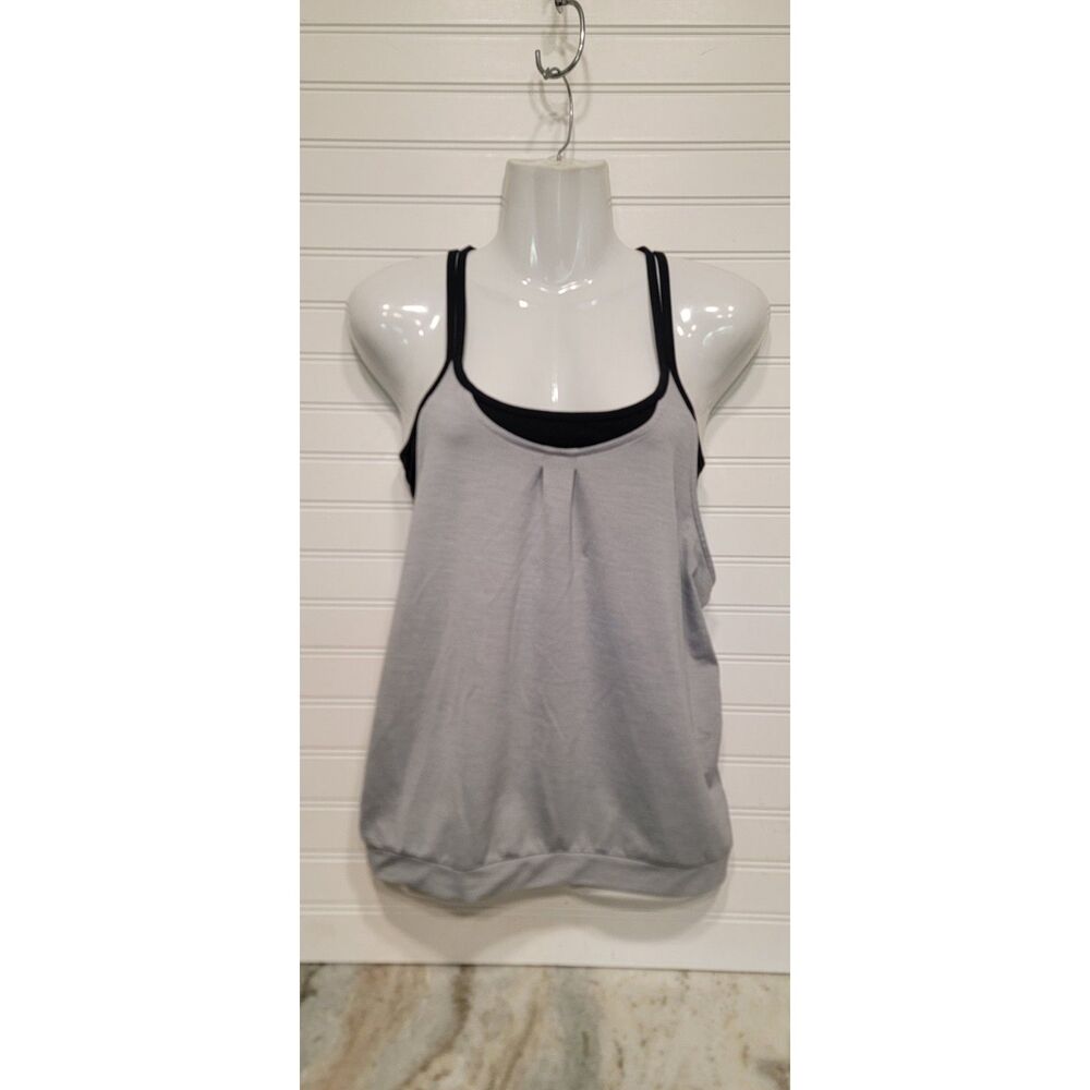 Athleta Energize 2-in-1 Layered Grey/Black W/Built-In Bra Size XS
